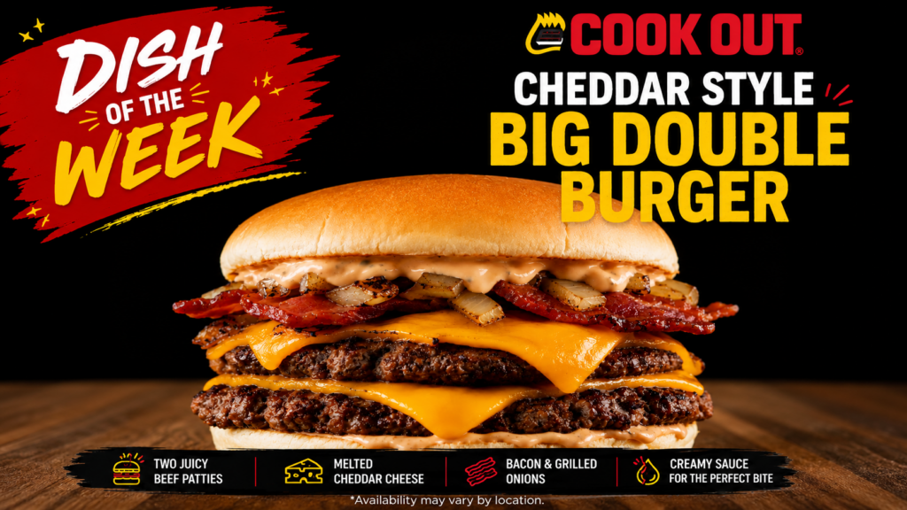 Cookout Cheddar Style Big Double Burger