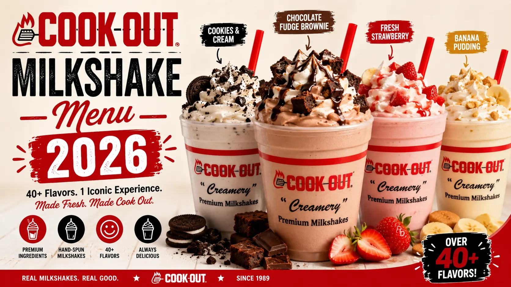 Cookout Milkshakes Menu